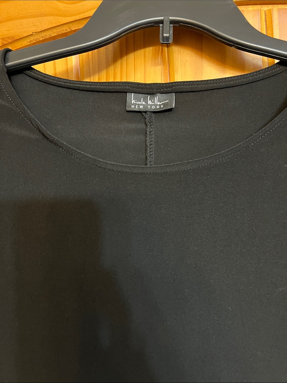 Nicole Miller Black Crewneck Blouse